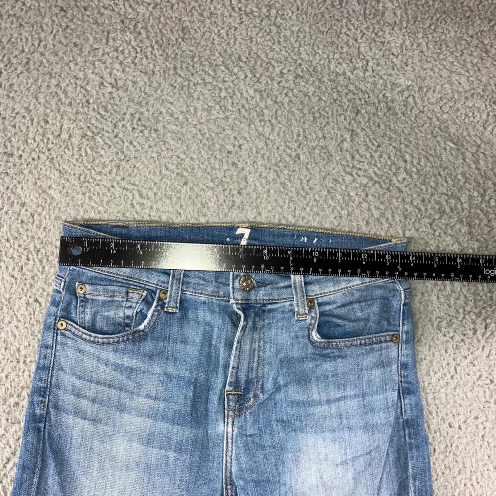 7 For All Mankind Skinny Jeans Women 26 Medium Wash Whiskered Stretch‎ Denim